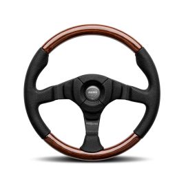 MOMO Dark Fighter Steering Wheel - Leather/Wood 350mm