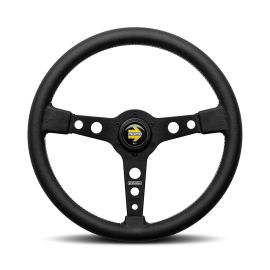 MOMO PROTOTIPO BLACK STEERING WHEEL - BLACK LEATHER 370MM