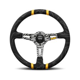 MOMO Ultra Black Steering Wheel - yellow Insert 350mm