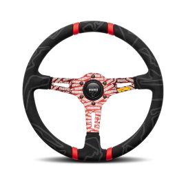 MOMO Ultra Black Steering Wheel - RED Insert 350mm