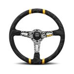 MOMO Ultra Black Steering Wheel - yellow Insert 350mm